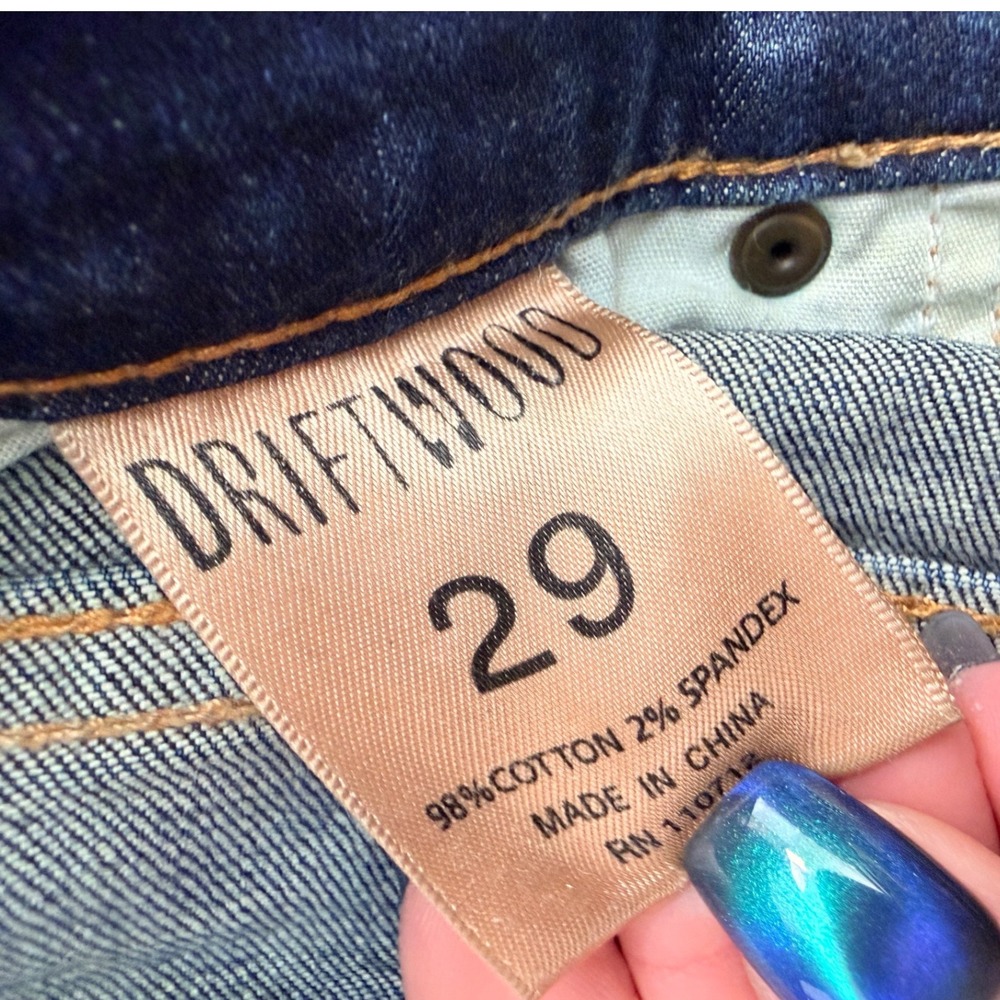 Driftwood Farrah Flare Jeans Embroidered Inset Blue 29x34 - Picture 5 of 5